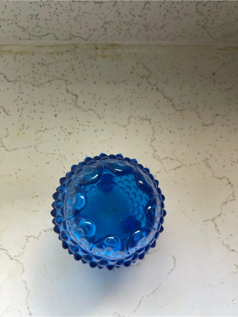 Vintage Fenton Cobalt Blue Hobnail Glass Three-Leg Vase